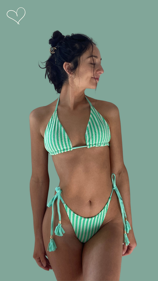 Green sands string tie bikini set