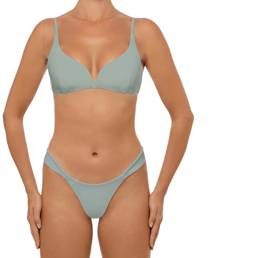 Hazy Blue Back Clasp  Bikini Set